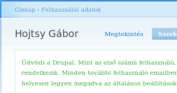 First Drupal user registration in Hungarian