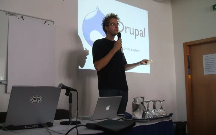Dries Buytaert at the Budapest Drupal Conference in 2006