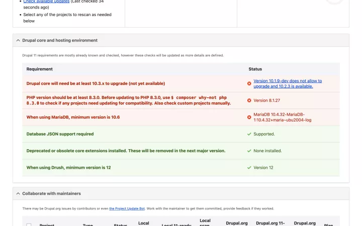 Upgrade Status 4.1.0 screenshot
