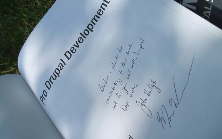 My signed copy of Pro Drupal Development
