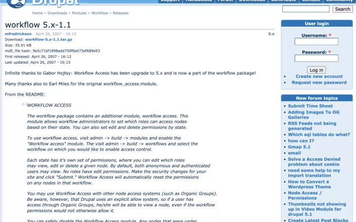 Workflow 5.x-1.1 release page