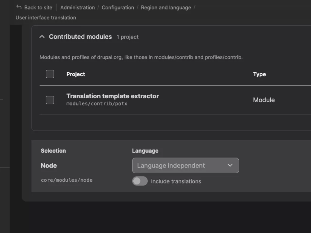 Translation Template Extractor 3 in dark mode