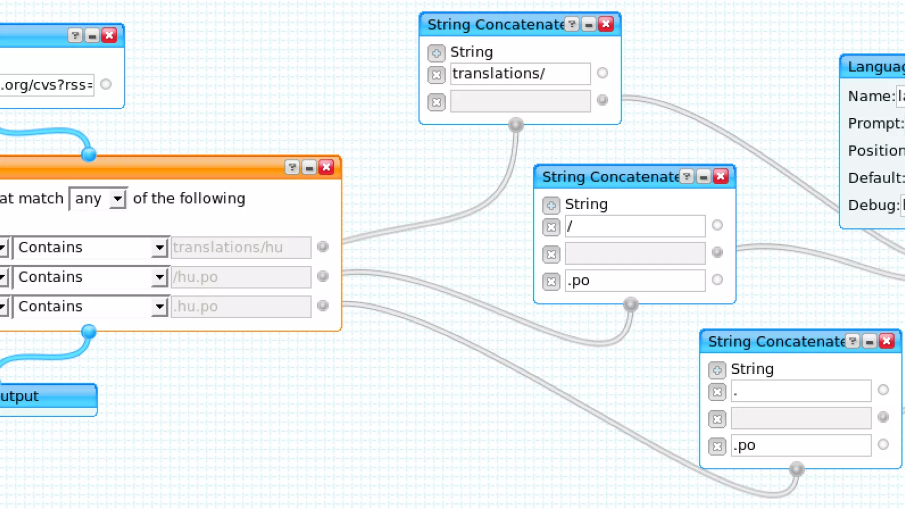 Yahoo pipes configuration