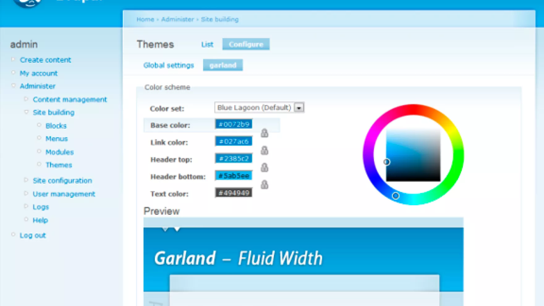Drupal Garland theme screenshot