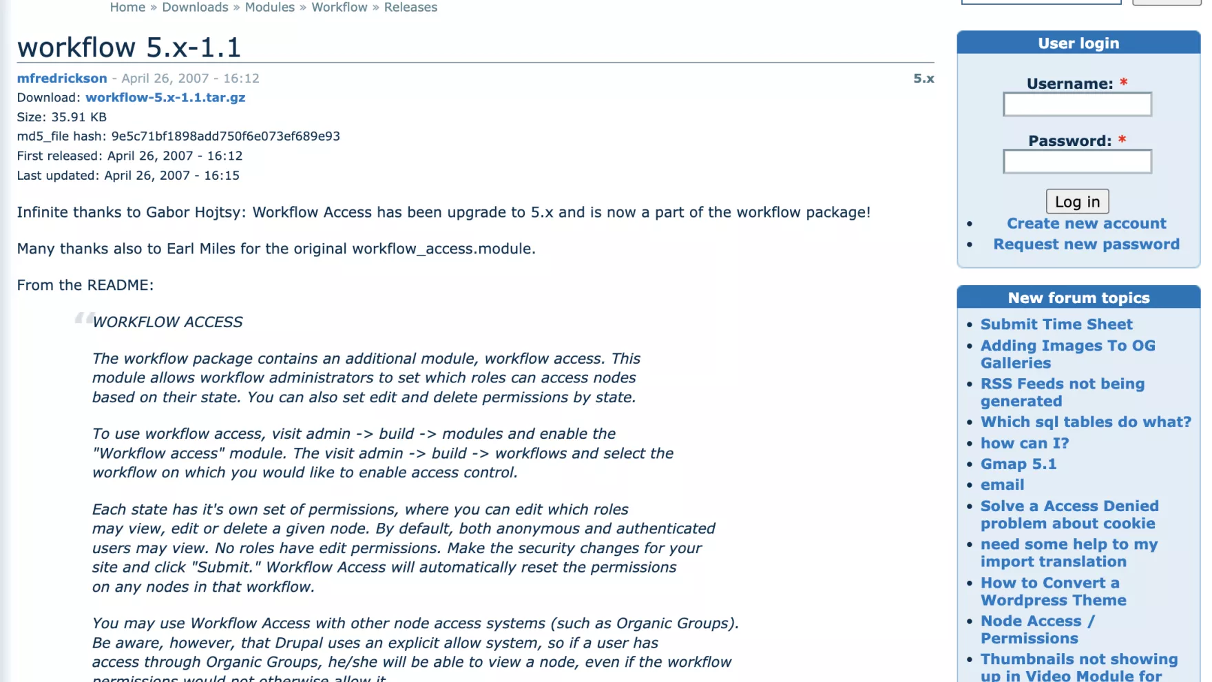 Workflow 5.x-1.1 release page