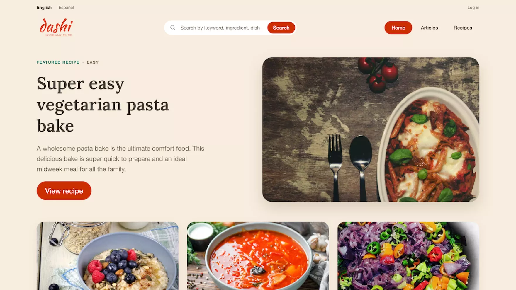 Dashi site template front page