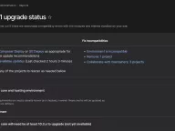 Gin dark mode with Upgrade Status 4.2.0
