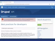 Screenshot of api.drupal.org with the new message