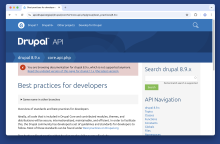 Screenshot of api.drupal.org with the new message