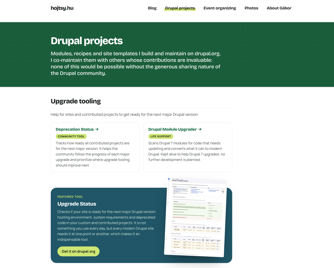 Hojtsy.hu projects page