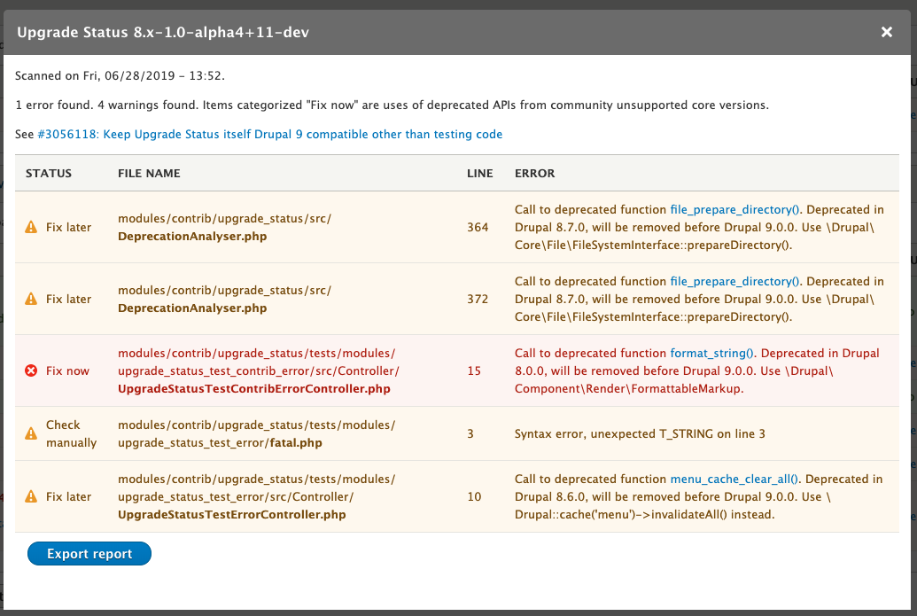 Upgrade Status project issue list categories